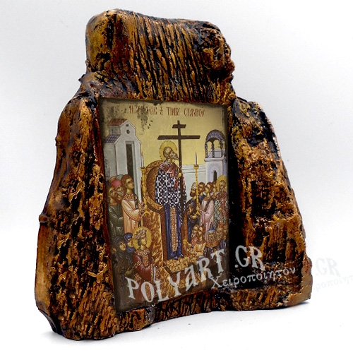 ΥΨΩΣΗ ΤΙΜΙΟΥ ΣΤΑΥΡΟΥ – Εικόνα σε Πέτρα (Μεσαία 13cm)