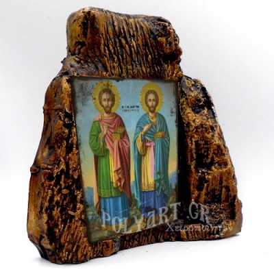 ΑΓΙΟΙ ΑΝΑΡΓΥΡΟΙ – Εικόνα σε Πέτρα (Μεσαία 13cm)