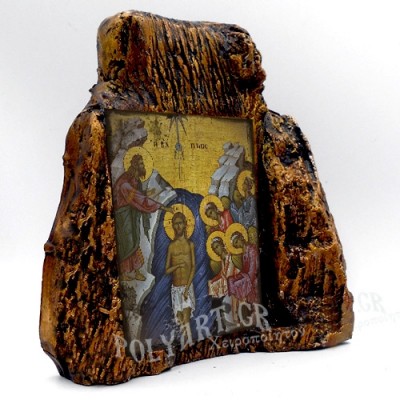 ΒΑΠΤΙΣΗ ΤΟΥ ΧΡΙΣΤΟΥ – Εικόνα σε Πέτρα (Μεσαία 13cm)