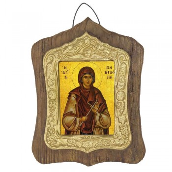 ΑΓΙΑ ΠΗΝΕΛΟΠΗ - Πέτρινη Εικόνα Τοίχου με Χρυσή Κορνίζα 19cm