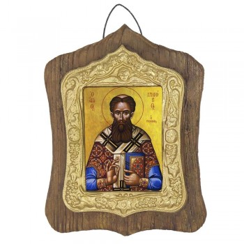 ΑΓΙΟΣ ΓΡΗΓΟΡΙΟΣ ΠΑΛΑΜΑΣ - Πέτρινη Εικόνα Τοίχου με Χρυσή Κορνίζα 19cm