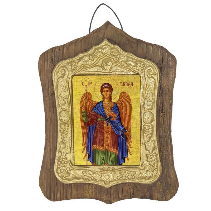 ΑΡΧΑΓΓΕΛΟΣ ΓΑΒΡΙΗΛ - Πέτρινη Εικόνα Τοίχου με Χρυσή Κορνίζα 19cm