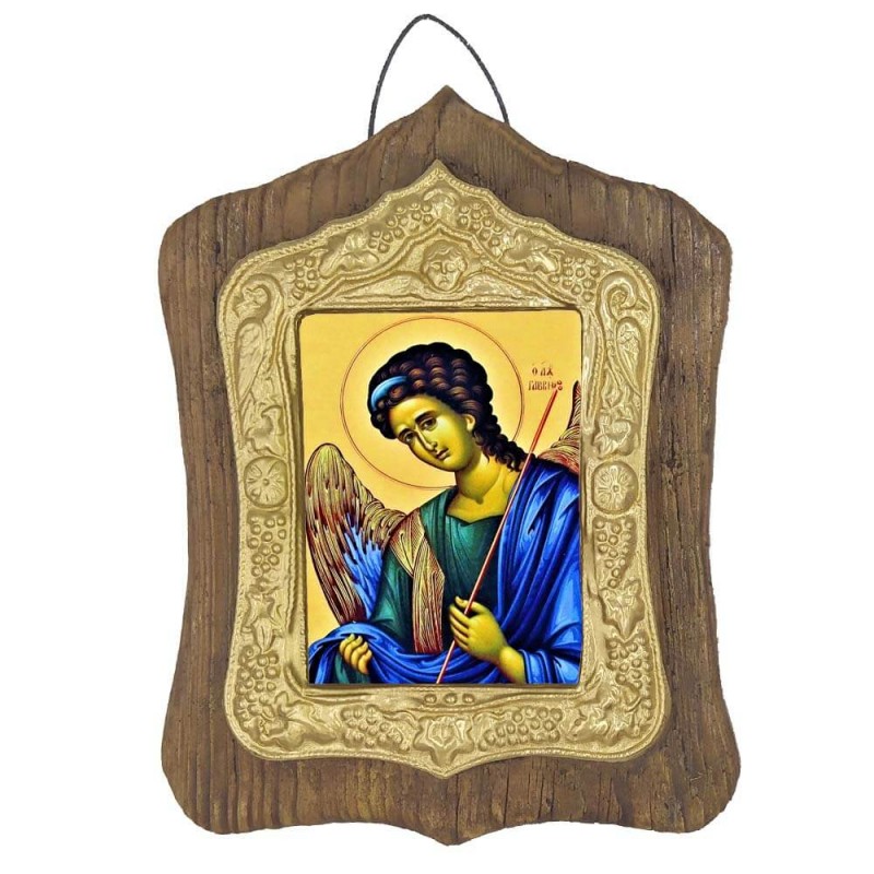 ΑΡΧΑΓΓΕΛΟΣ ΓΑΒΡΙΗΛ - Πέτρινη Εικόνα Τοίχου με Χρυσή Κορνίζα 19cm