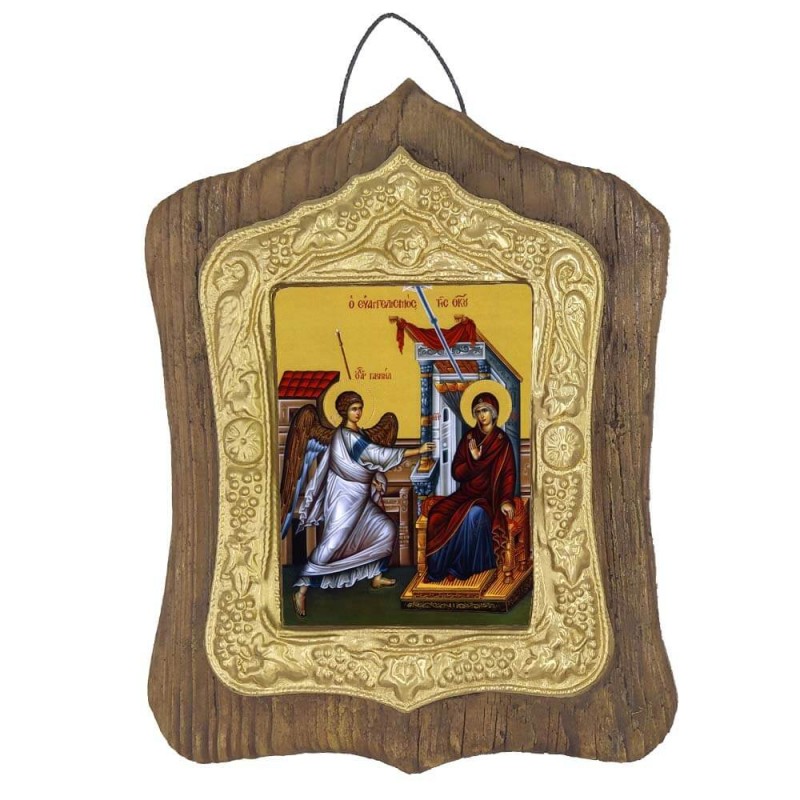 ΕΥΑΓΓΕΛΙΣΜΟΣ ΤΗΣ ΘΕΟΤΟΚΟΥ - Πέτρινη Εικόνα Τοίχου με Χρυσή Κορνίζα 19cm