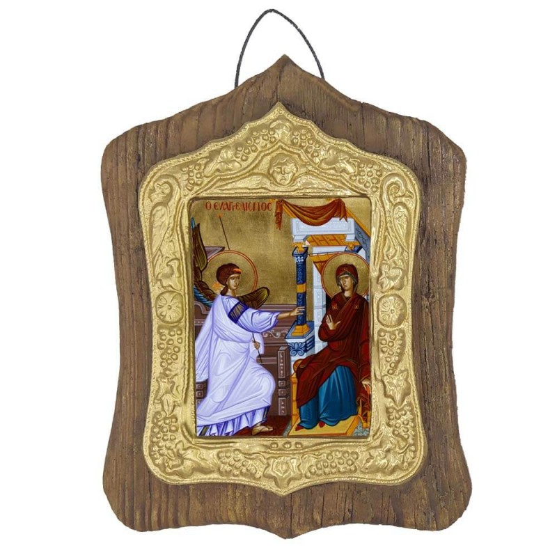 ΕΥΑΓΓΕΛΙΣΜΟΣ ΤΗΣ ΘΕΟΤΟΚΟΥ - Πέτρινη Εικόνα Τοίχου με Χρυσή Κορνίζα 19cm