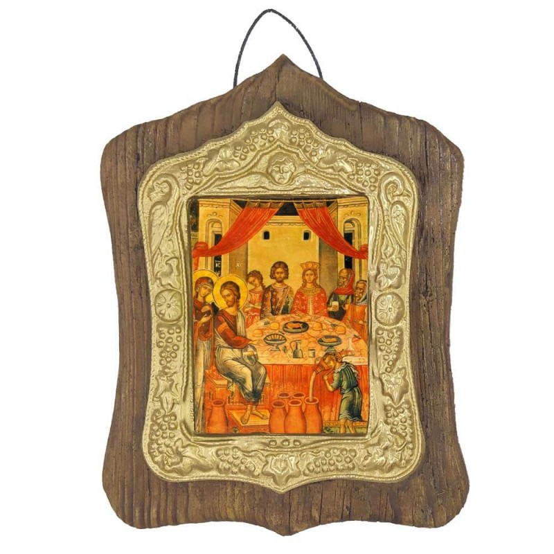 ΓΑΜΟΣ ΤΗΣ ΚΑΝΑ - Πέτρινη Εικόνα Τοίχου με Χρυσή Κορνίζα 19cm