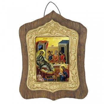 ΓΕΝΝΗΣΗ ΤΟΥ ΠΡΟΔΡΟΜΟΥ - Πέτρινη Εικόνα Τοίχου με Χρυσή Κορνίζα 19cm