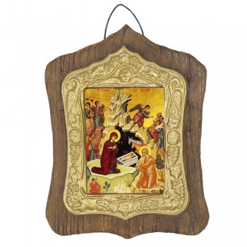 ΓΕΝΝΗΣΗ ΤΟΥ ΧΡΙΣΤΟΥ - Πέτρινη Εικόνα Τοίχου με Χρυσή Κορνίζα 19cm