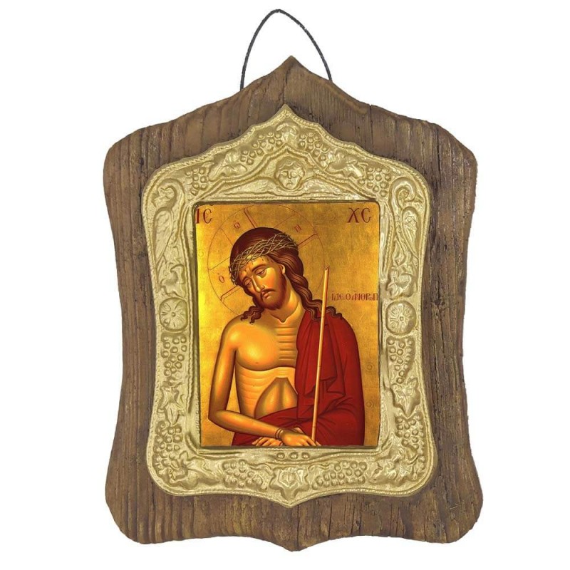 ΙΗΣΟΥΣ ΧΡΙΣΤΟΣ Ο ΝΥΜΦΙΟΣ - Πέτρινη Εικόνα Τοίχου με Χρυσή Κορνίζα 19cm