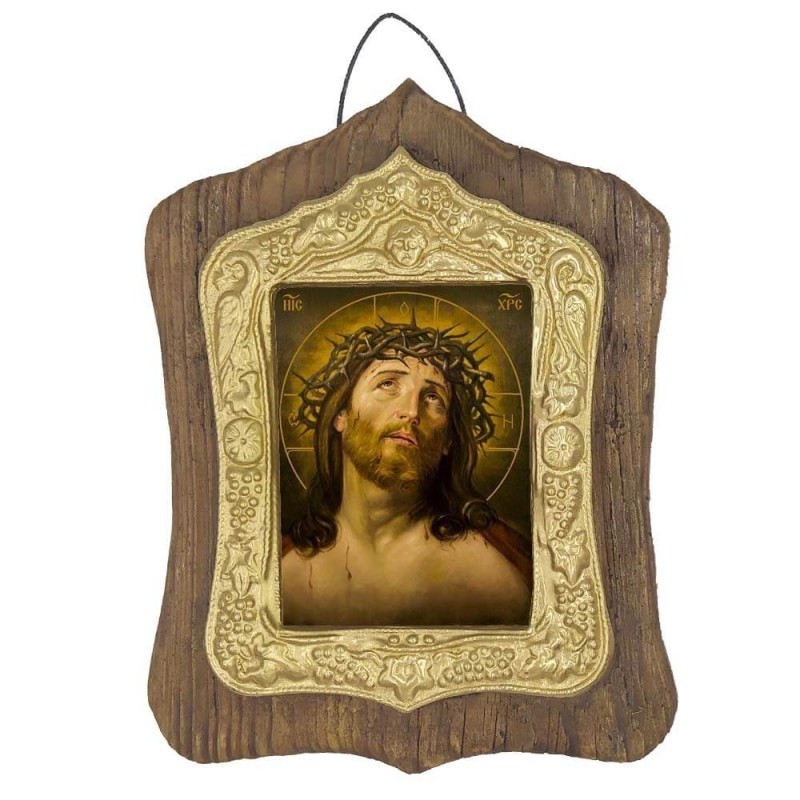 ΙΗΣΟΥΣ ΧΡΙΣΤΟΣ Ο ΝΥΜΦΙΟΣ - Πέτρινη Εικόνα Τοίχου με Χρυσή Κορνίζα 19cm