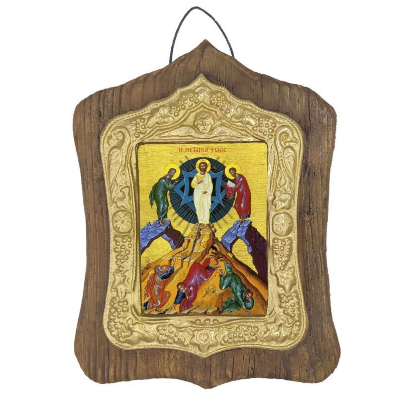 ΜΕΤΑΜΟΡΦΩΣΗ ΤΟΥ ΣΩΤΗΡΟΣ - Πέτρινη Εικόνα Τοίχου με Χρυσή Κορνίζα 19cm