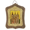 ΤΡΕΙΣ ΙΕΡΑΡΧΕΣ - Πέτρινη Εικόνα Τοίχου με Χρυσή Κορνίζα 19cm