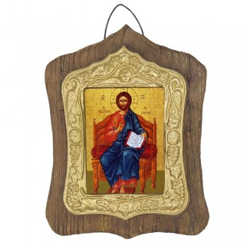 ΙΗΣΟΥΣ ΧΡΙΣΤΟΣ ΑΡΤΟΣ ΖΩΗΣ - Πέτρινη Εικόνα Τοίχου με Χρυσή Κορνίζα 19cm