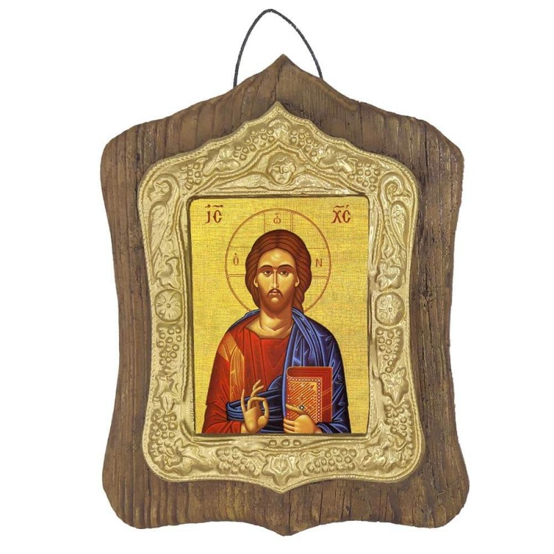 ΙΗΣΟΥΣ ΧΡΙΣΤΟΣ ΕΥΛΟΓΩΝ - Πέτρινη Εικόνα Τοίχου με Χρυσή Κορνίζα 19cm