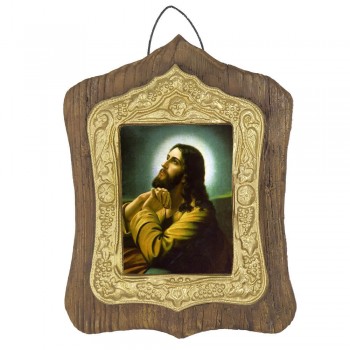 ΙΗΣΟΥΣ ΧΡΙΣΤΟΣ ΠΡΟΣΕΥΧΟΜΕΝΟΣ - Πέτρινη Εικόνα Τοίχου με Χρυσή Κορνίζα 19cm