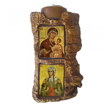 ΠΑΝΑΓΙΑ ΠΟΡΤΑΪΤΙΣΣΑ & ΑΓΙΑ ΦΩΤΕΙΝΗ - Πέτρινο Επιτραπέζιο Δίπτυχο Ρεσώ