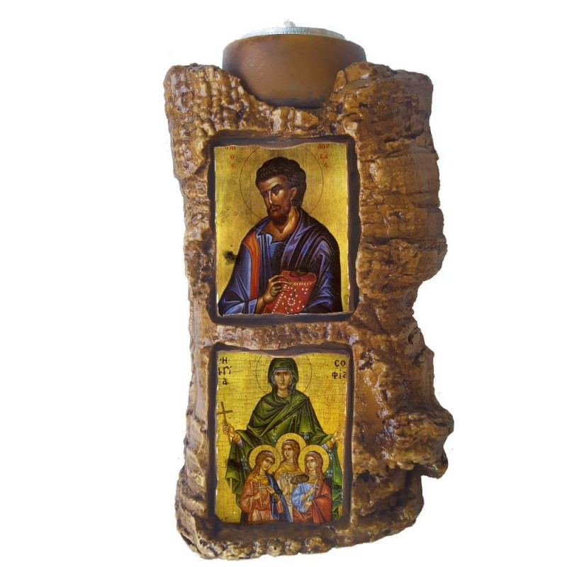 ΑΓΙΟΣ ΛΟΥΚΑΣ & ΑΓΙΑ ΣΟΦΙΑ - Πέτρινο Επιτραπέζιο Δίπτυχο Ρεσώ