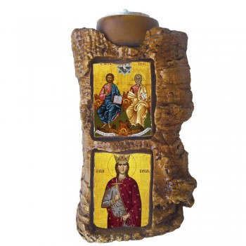 ΑΓΙΑ ΤΡΙΑΔΑ & ΑΓΙΑ ΒΑΡΒΑΡΑ - Πέτρινο Επιτραπέζιο Δίπτυχο Ρεσώ