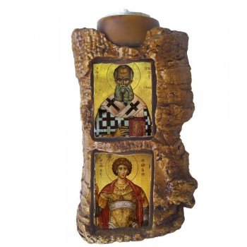 ΑΓΙΟΣ ΓΡΗΓΟΡΙΟΣ & ΑΓΙΟΣ ΓΕΩΡΓΙΟΣ - Πέτρινο Επιτραπέζιο Δίπτυχο Ρεσώ