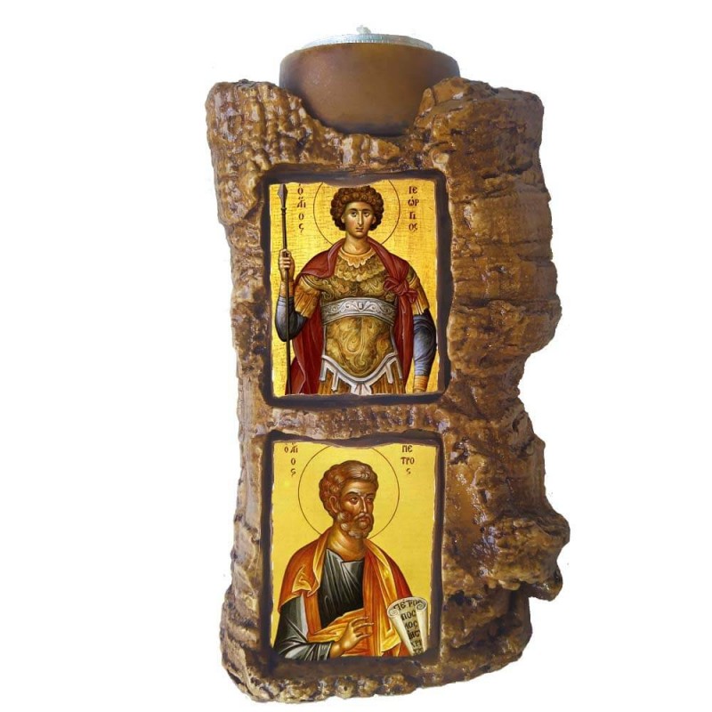 ΑΓΙΟΣ ΓΕΩΡΓΙΟΣ & ΑΓΙΟΣ ΠΕΤΡΟΣ - Πέτρινο Επιτραπέζιο Δίπτυχο Ρεσώ