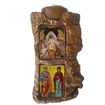 ΑΝΑΣΤΑΣΗ ΧΡΙΣΤΟΥ & ΑΓΙΟΙ ΙΩΑΚΕΙΜ & ΑΝΝΑ - Πέτρινο Επιτραπέζιο Δίπτυχο Ρεσώ