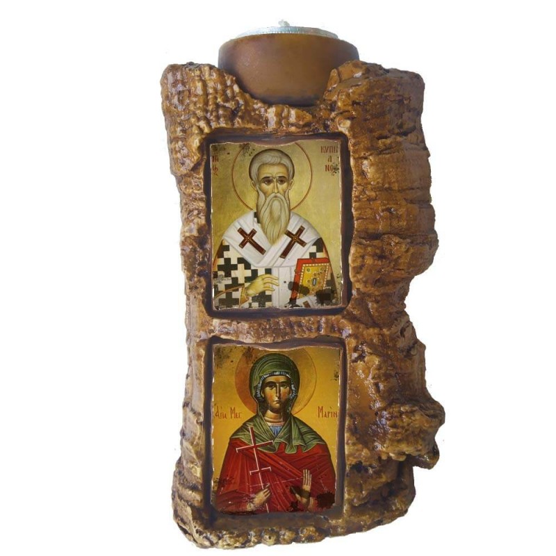 ΑΓΙΟΣ ΚΥΠΡΙΑΝΟΣ & ΑΓΙΑ ΜΑΡΙΝΑ - Πέτρινο Επιτραπέζιο Δίπτυχο Ρεσώ