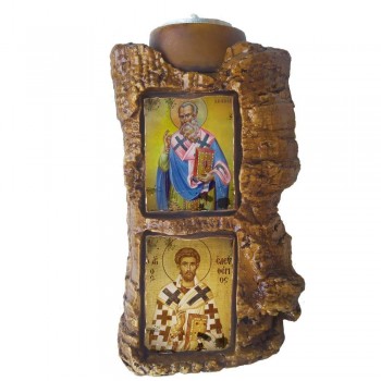 ΑΓΙΟΣ ΑΝΑΝΙΑΣ & ΑΓΙΟΣ ΕΛΕΥΘΕΡΙΟΣ - Πέτρινο Επιτραπέζιο Δίπτυχο Ρεσώ