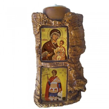 ΠΑΝΑΓΙΑ ΠΟΡΤΑΪΤΙΣΣΑ & ΑΓΙΟΣ ΦΑΝΟΥΡΙΟΣ - Πέτρινο Επιτραπέζιο Δίπτυχο Ρεσώ