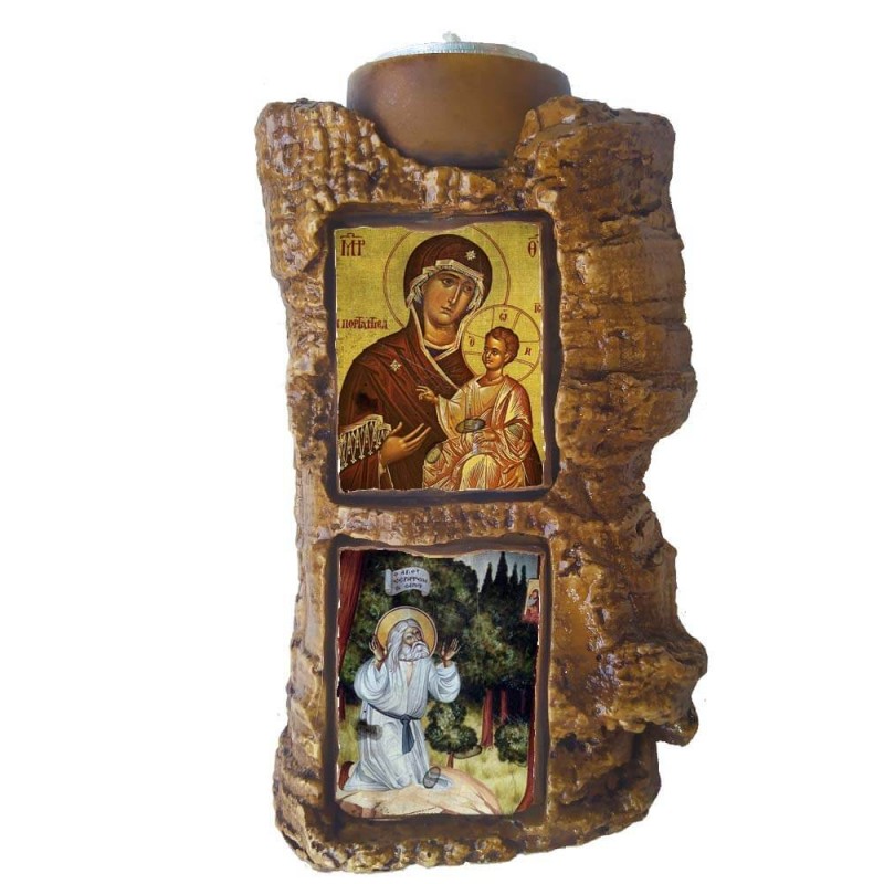 ΠΑΝΑΓΙΑ ΠΟΡΤΑΪΤΙΣΣΑ & ΑΓΙΟΣ ΣΕΡΑΦΕΙΜ - Πέτρινο Επιτραπέζιο Δίπτυχο Ρεσώ