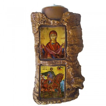 ΠΑΝΑΓΙΑ ΑΓΙΑ ΣΚΕΠΗ & ΑΓΙΟΣ ΣΕΡΓΙΟΣ - Πέτρινο Επιτραπέζιο Δίπτυχο Ρεσώ