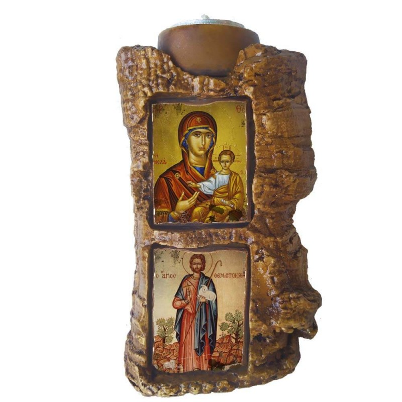 ΠΑΝΑΓΙΑ ΣΟΥΜΕΛΑ & ΑΓΙΟΣ ΘΕΜΙΣΤΟΚΛΗΣ - Πέτρινο Επιτραπέζιο Δίπτυχο Ρεσώ