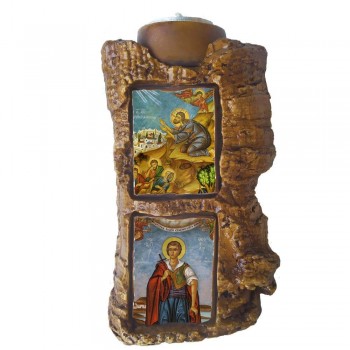 ΙΗΣΟΥΣ ΧΡΙΣΤΟΣ & ΑΓΙΟΣ ΘΕΟΦΙΛΟΣ - Πέτρινο Επιτραπέζιο Δίπτυχο Ρεσώ