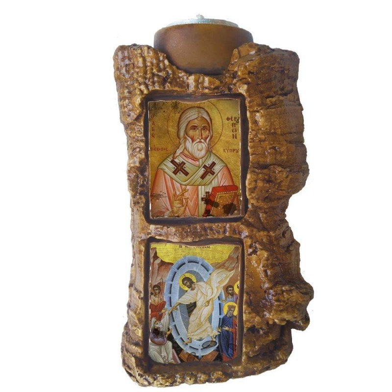 ΑΓΙΟΣ ΘΕΡΑΠΩΝ & ΑΝΑΣΤΑΣΗ ΧΡΙΣΤΟΥ - Πέτρινο Επιτραπέζιο Δίπτυχο Ρεσώ