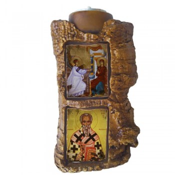 ΕΥΑΓΓΕΛΙΣΜΟΣ ΤΗΣ ΘΕΟΤΟΚΟΥ & ΑΓΙΟΣ ΝΙΚΗΦΟΡΟΣ - Πέτρινο Επιτραπέζιο Δίπτυχο Ρεσώ