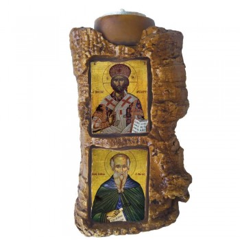 ΙΗΣΟΥΣ ΧΡΙΣΤΟΣ & ΑΓΙΟΣ ΠΑΪΣΙΟΣ - Πέτρινο Επιτραπέζιο Δίπτυχο Ρεσώ