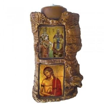 ΑΓΙΟΙ ΚΥΡΙΛΛΟΣ ΚΑΙ ΜΕΘΟΔΙΟΣ & ΝΥΜΦΙΟΣ - Πέτρινο Επιτραπέζιο Δίπτυχο Ρεσώ