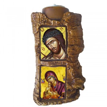 ΝΥΜΦΙΟΣ & ΠΑΝΑΓΙΑ ΤΟΥ ΠΑΘΟΥΣ - Πέτρινο Επιτραπέζιο Δίπτυχο Ρεσώ