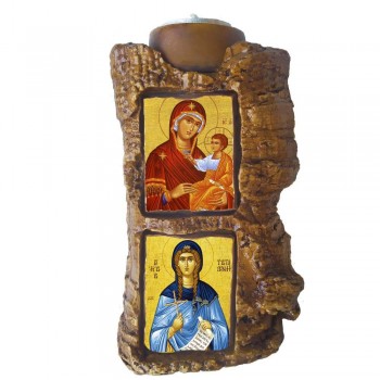 ΠΑΝΑΓΙΑ ΘΕΟΤΟΚΟΣ & ΑΓΙΑ ΤΑΤΙΑΝΗ - Πέτρινο Επιτραπέζιο Δίπτυχο Ρεσώ