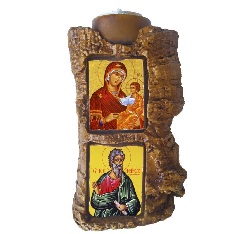 ΠΑΝΑΓΙΑ ΘΕΟΤΟΚΟΣ & ΑΓΙΟΣ ΑΝΔΡΕΑΣ - Πέτρινο Επιτραπέζιο Δίπτυχο Ρεσώ