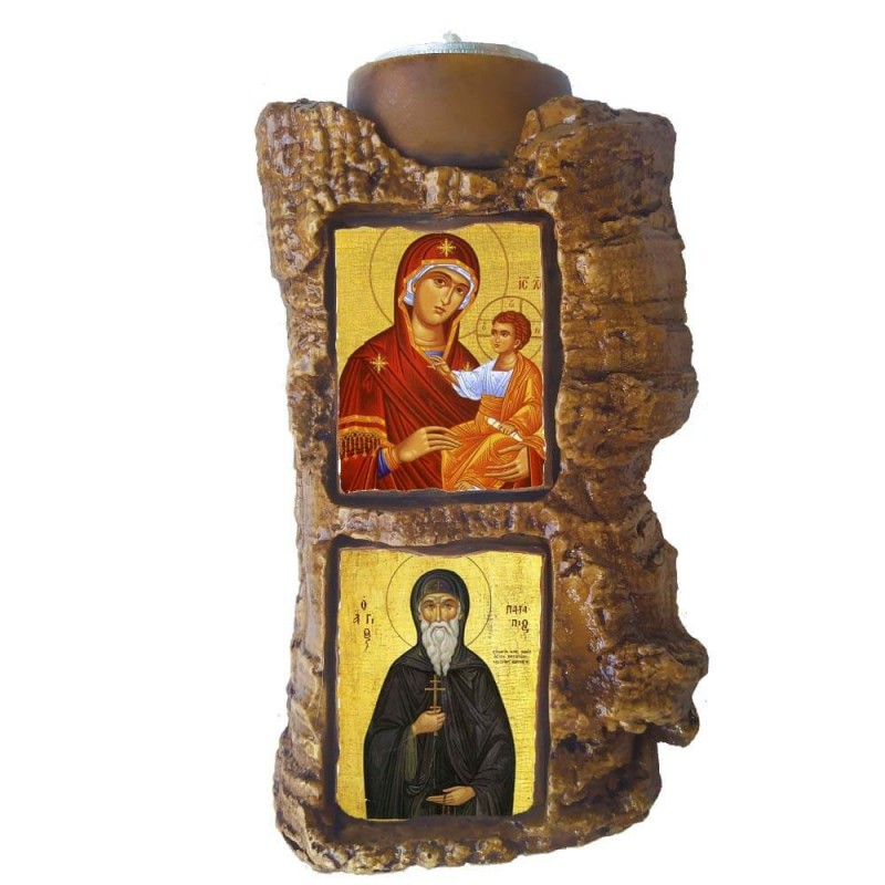 ΠΑΝΑΓΙΑ ΘΕΟΤΟΚΟΣ & ΑΓΙΟΣ ΠΑΤΑΠΙΟΣ - Πέτρινο Επιτραπέζιο Δίπτυχο Ρεσώ
