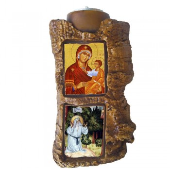 ΠΑΝΑΓΙΑ ΘΕΟΤΟΚΟΣ & ΑΓΙΟΣ ΣΕΡΑΦΕΙΜ - Πέτρινο Επιτραπέζιο Δίπτυχο Ρεσώ