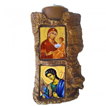 ΠΑΝΑΓΙΑ ΘΕΟΤΟΚΟΣ & ΑΡΧΑΓΓΕΛΟΣ ΓΑΒΡΙΗΛ - Πέτρινο Επιτραπέζιο Δίπτυχο Ρεσώ