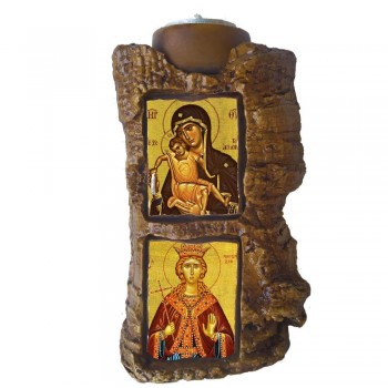 ΠΑΝΑΓΙΑ ΑΞΙΟΝ ΕΣΤΙ & ΑΓΙΑ ΑΛΕΞΑΝΔΡΑ - Πέτρινο Επιτραπέζιο Δίπτυχο Ρεσώ