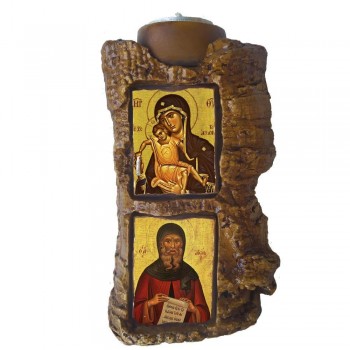 ΠΑΝΑΓΙΑ ΑΞΙΟΝ ΕΣΤΙ & ΑΓΙΟΣ ΑΝΤΩΝΙΟΣ - Πέτρινο Επιτραπέζιο Δίπτυχο Ρεσώ