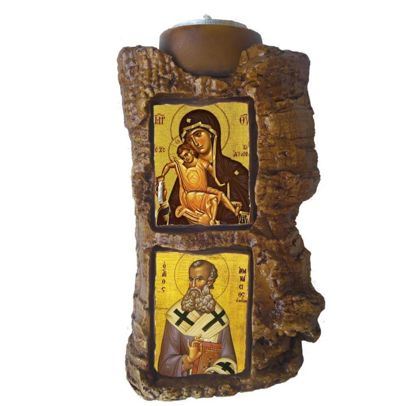 ΠΑΝΑΓΙΑ ΑΞΙΟΝ ΕΣΤΙ & ΑΓΙΟΣ ΑΘΑΝΑΣΙΟΣ - Πέτρινο Επιτραπέζιο Δίπτυχο Ρεσώ