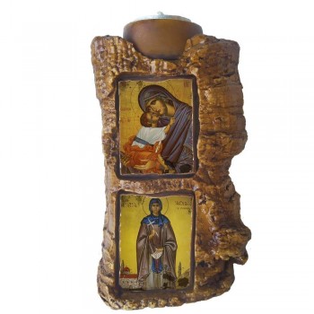 ΠΑΝΑΓΙΑ ΕΛΕΟΥΣΑ & ΑΓΙΑ ΑΓΛΑΪΑ - Πέτρινο Επιτραπέζιο Δίπτυχο Ρεσώ