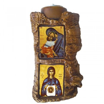 ΠΑΝΑΓΙΑ ΕΛΕΟΥΣΑ & ΑΓΙΑ ΒΕΡΟΝΙΚΗ - Πέτρινο Επιτραπέζιο Δίπτυχο Ρεσώ