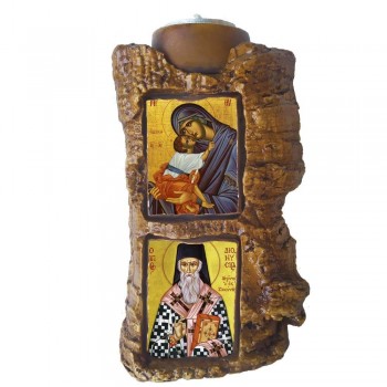 ΠΑΝΑΓΙΑ ΕΛΕΟΥΣΑ & ΑΓΙΟΣ ΔΙΟΝΥΣΙΟΣ - Πέτρινο Επιτραπέζιο Δίπτυχο Ρεσώ