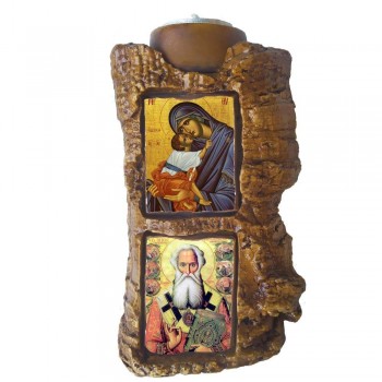 ΠΑΝΑΓΙΑ ΕΛΕΟΥΣΑ & ΑΓΙΟΣ ΠΑΡΘΕΝΙΟΣ - Πέτρινο Επιτραπέζιο Δίπτυχο Ρεσώ