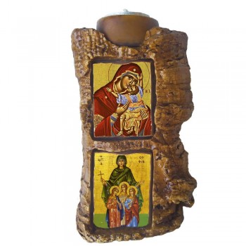 ΠΑΝΑΓΙΑ ΓΛΥΚΟΦΙΛΟΥΣΑ & ΑΓΙΑ ΣΟΦΙΑ - Πέτρινο Επιτραπέζιο Δίπτυχο Ρεσώ